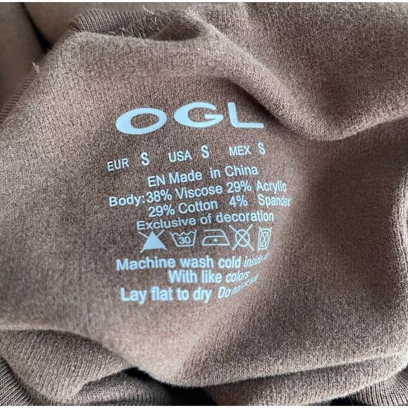 OGL Turtleneck Puff Sleeve Top Thermal Eco Mousse Mocha Brown Size Small NEW - Picture 7 of 8